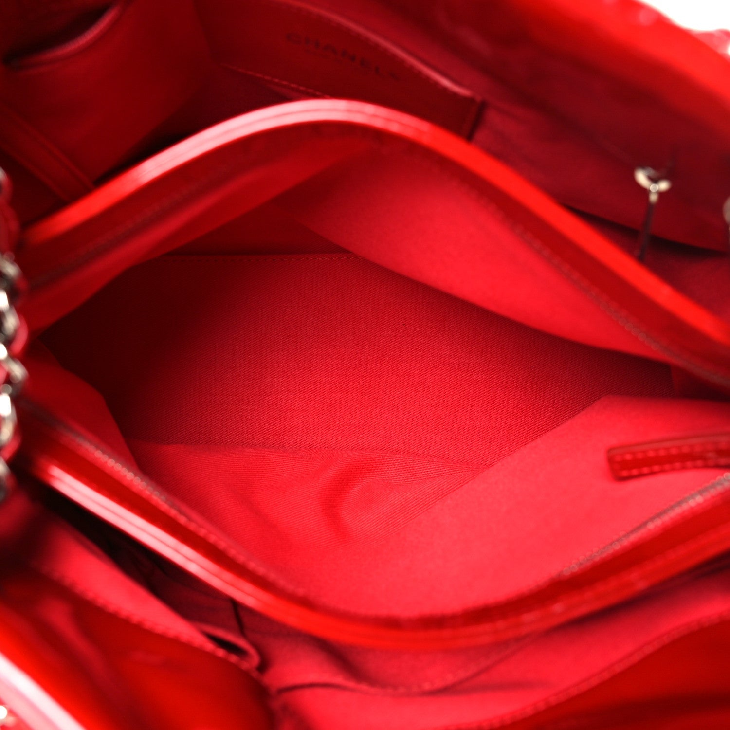 Patent Quilted Large Just Mademoiselle Bowling Bag Red
