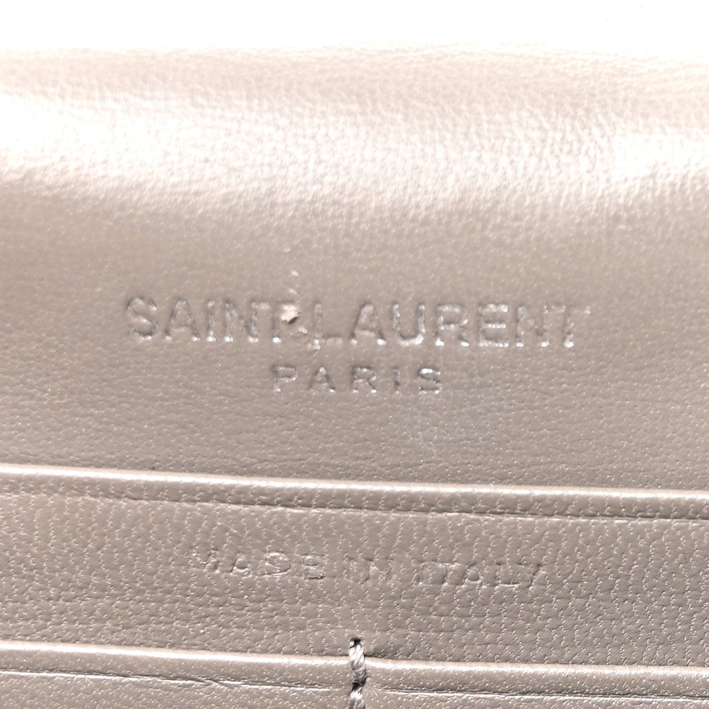 Calfskin Crocodile Embossed Kate Monogram Tassel Chain Wallet Fog