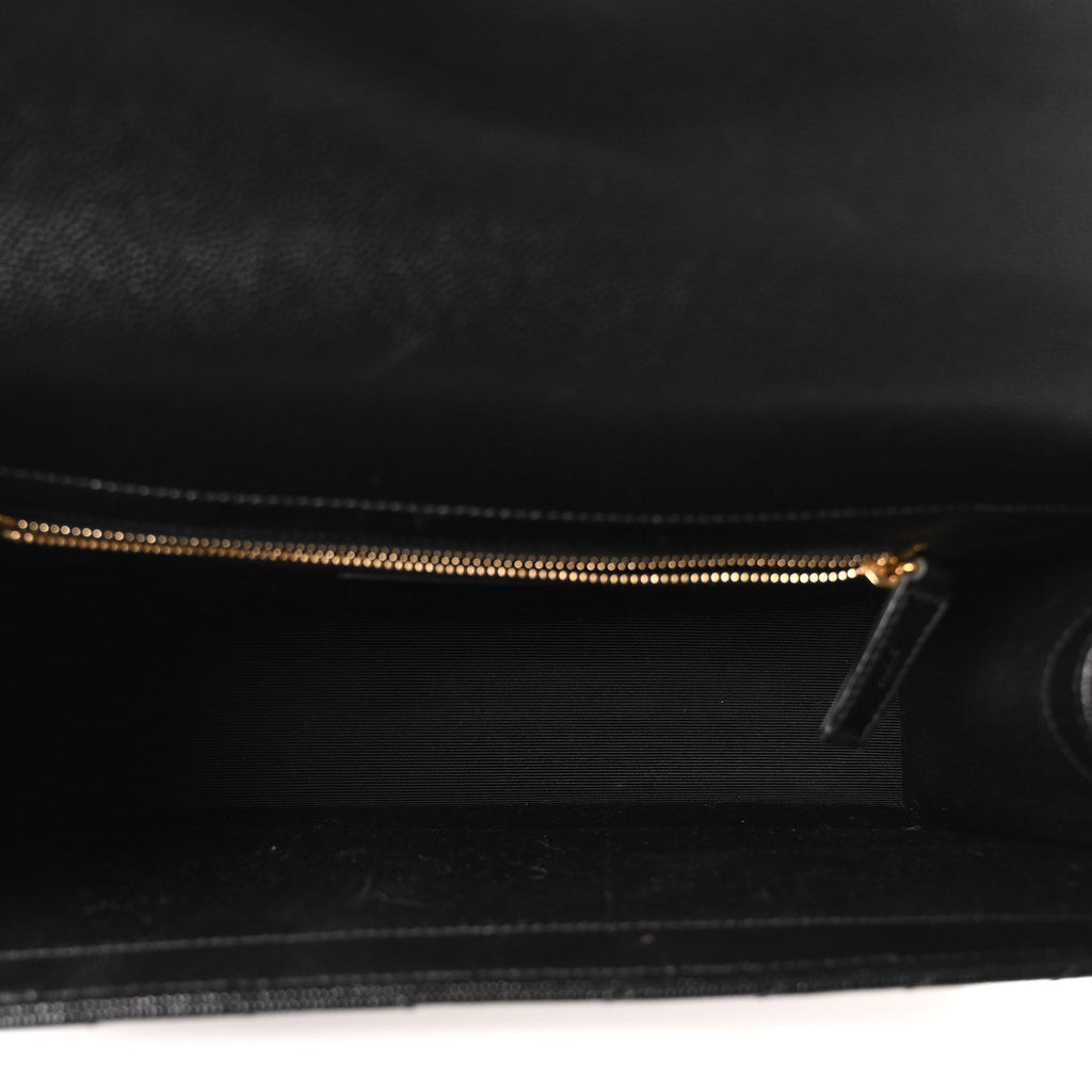 Grain De Poudre Matelasse Chevron Large Monogram Satchel Black