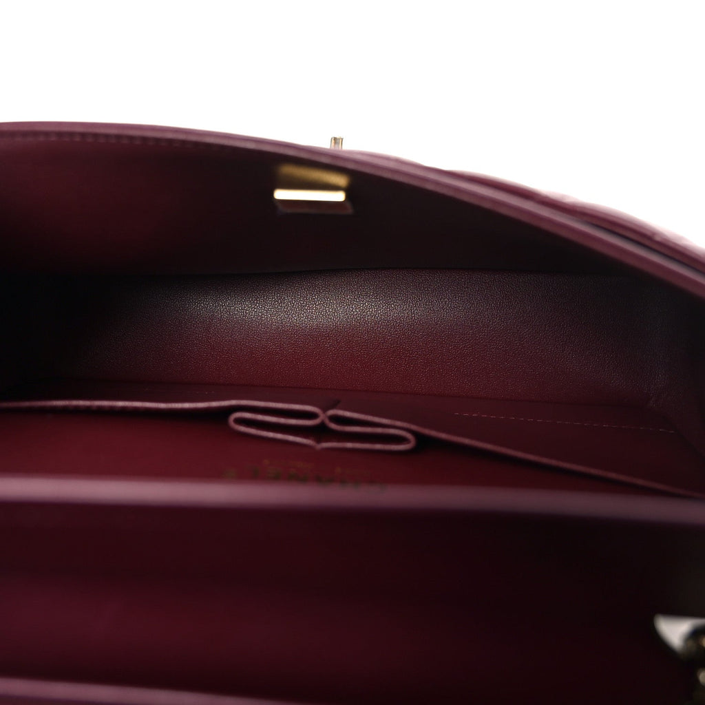 Lambskin Quilted Medium Double Flap Burgundy