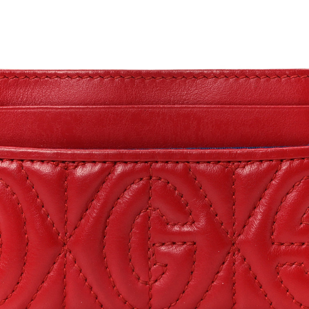 Calfskin G Rhombus Quilted  Holder Hibiscus Red