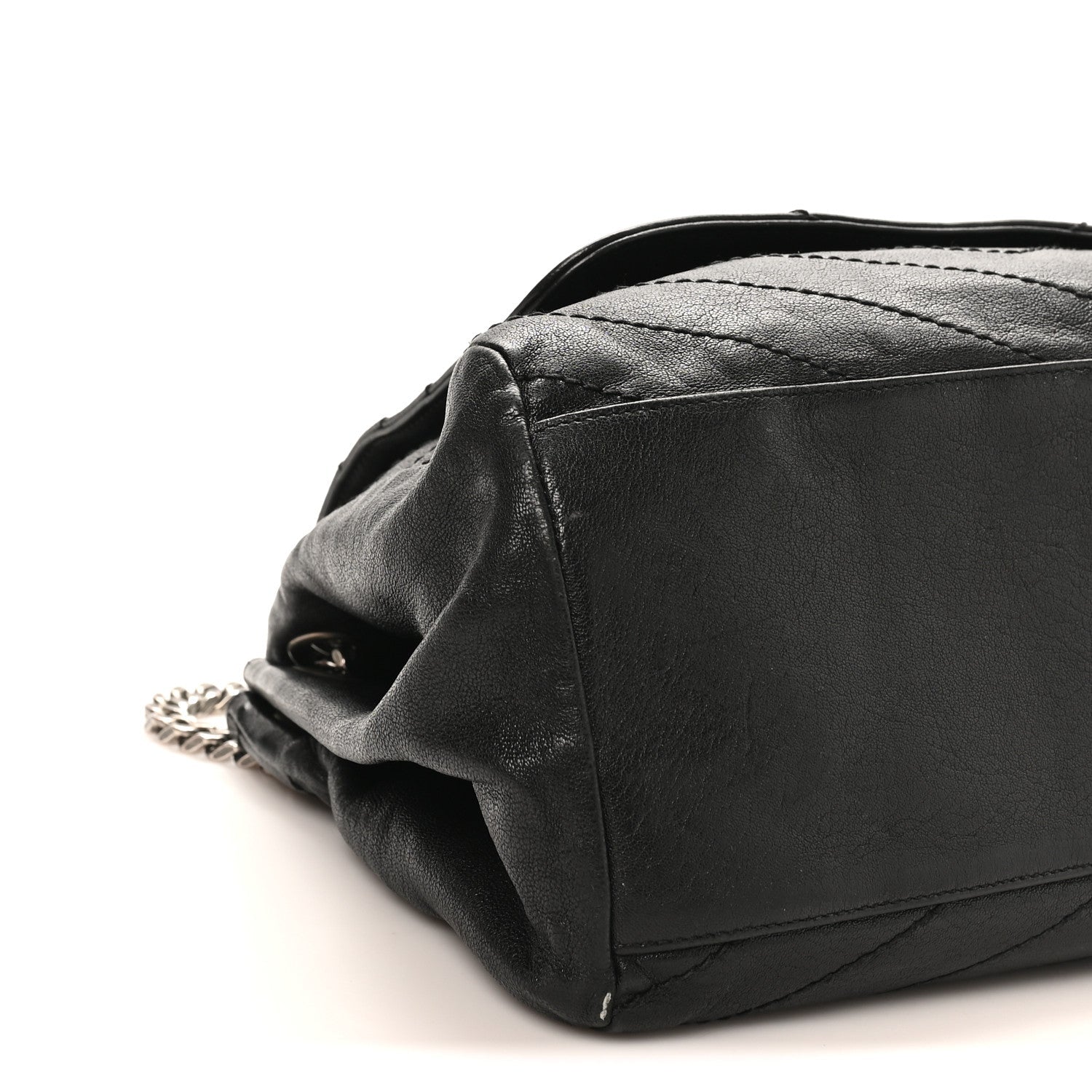 Pebbled Lambskin Chevron Monogram Large Nolita Black