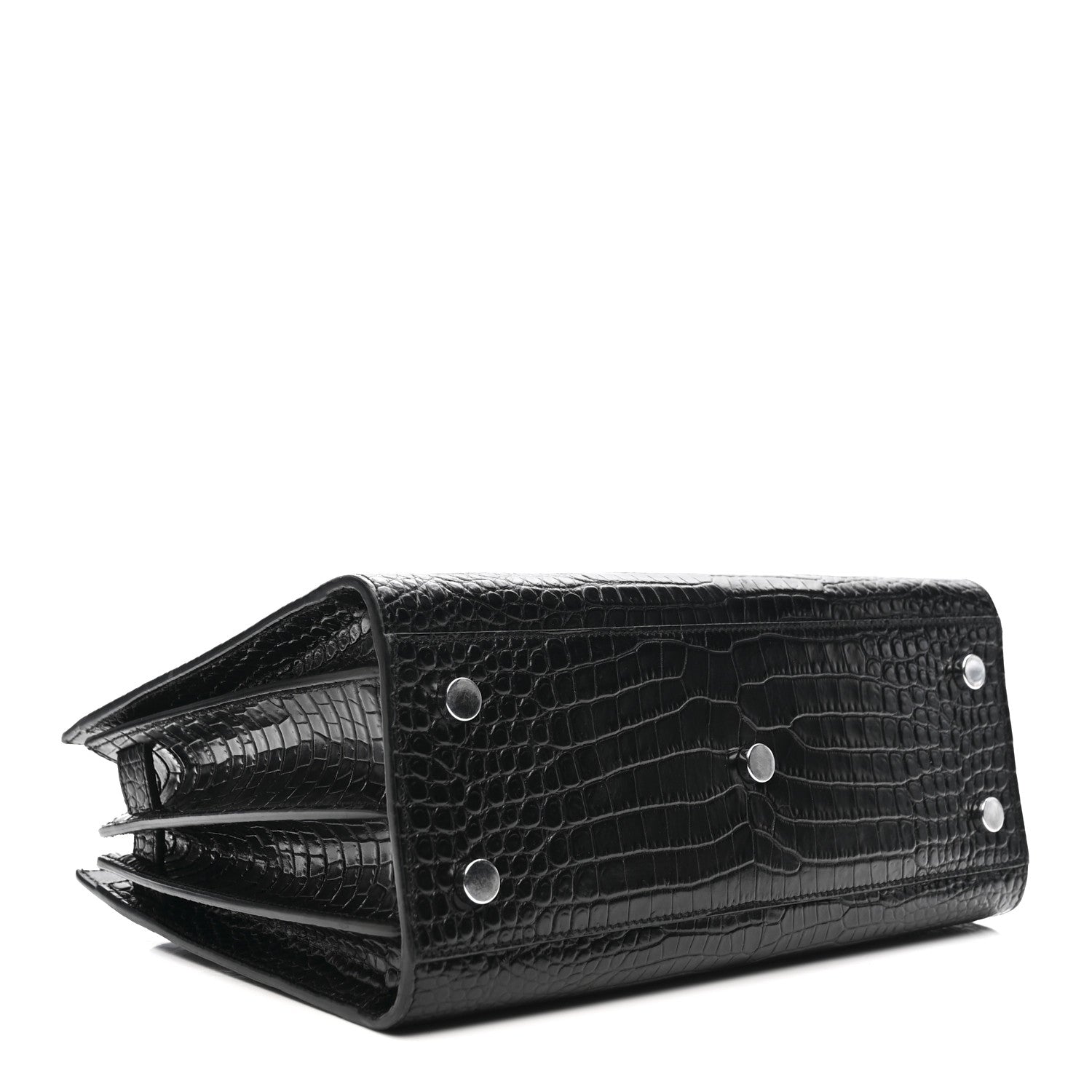 Calfskin Crocodile Embossed Baby Sac De Jour Black