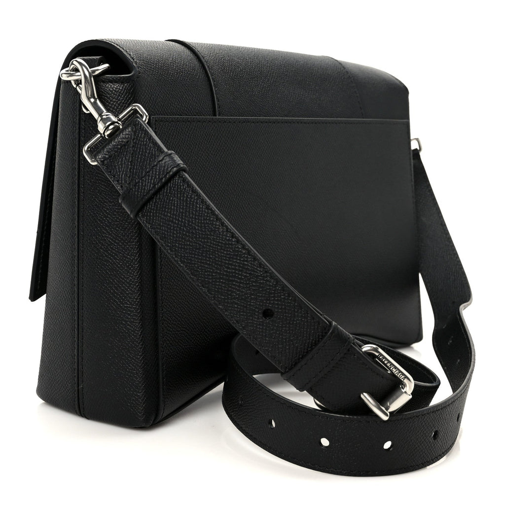 Semi Matte Soft Textured Calfskin Downtown Shoulder Bag Black