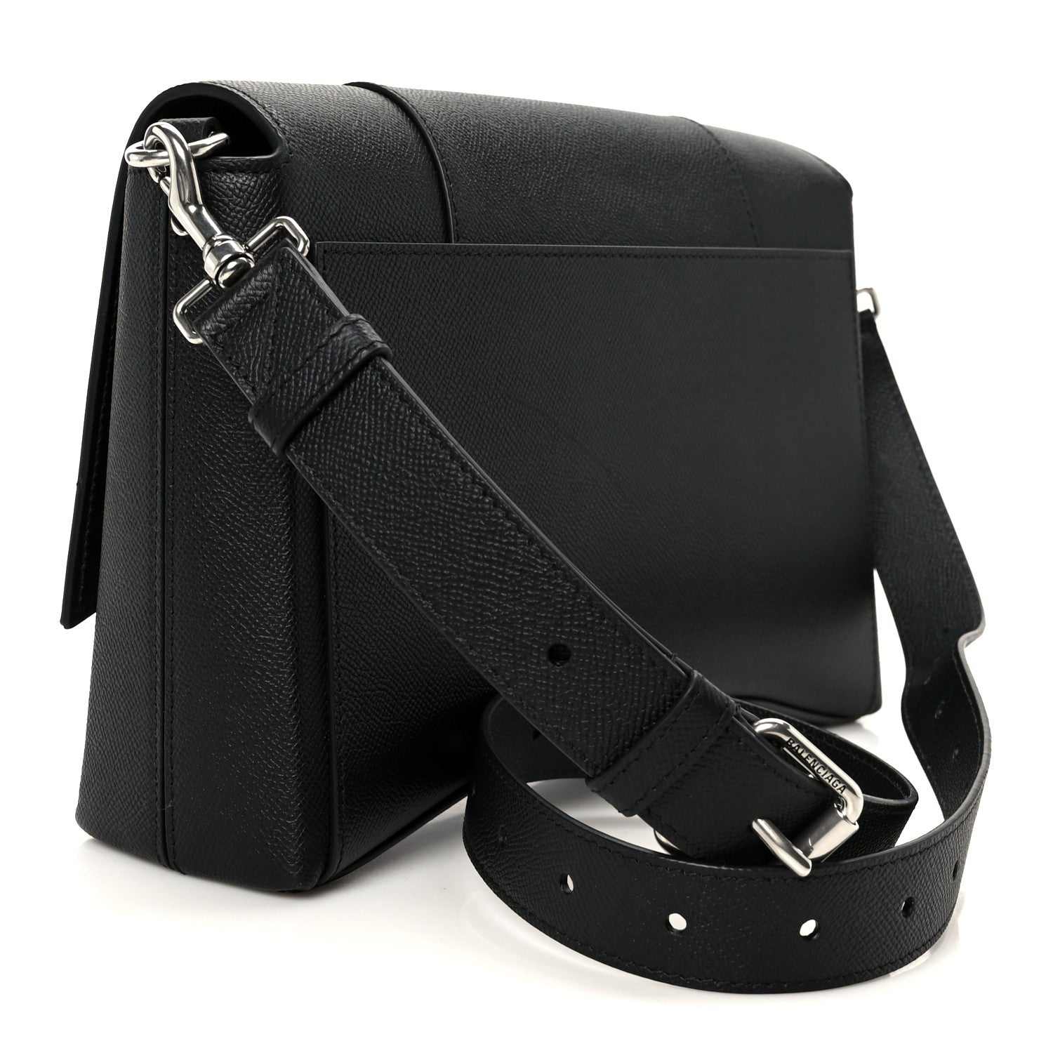 Semi Matte Soft Textured Calfskin Downtown Shoulder Bag Black