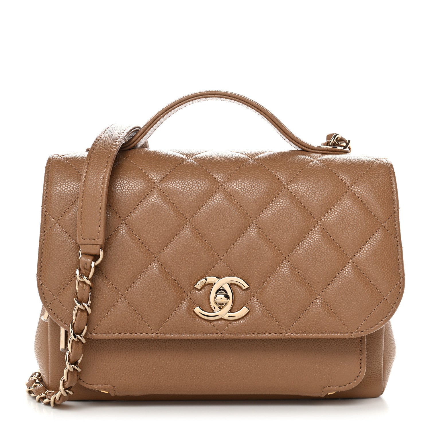Caviar Quilted Medium Business Affinity Flap Beige