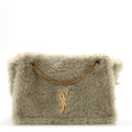 Shearling Calfskin Medium Reversible Monogram Kate Satchel Grey