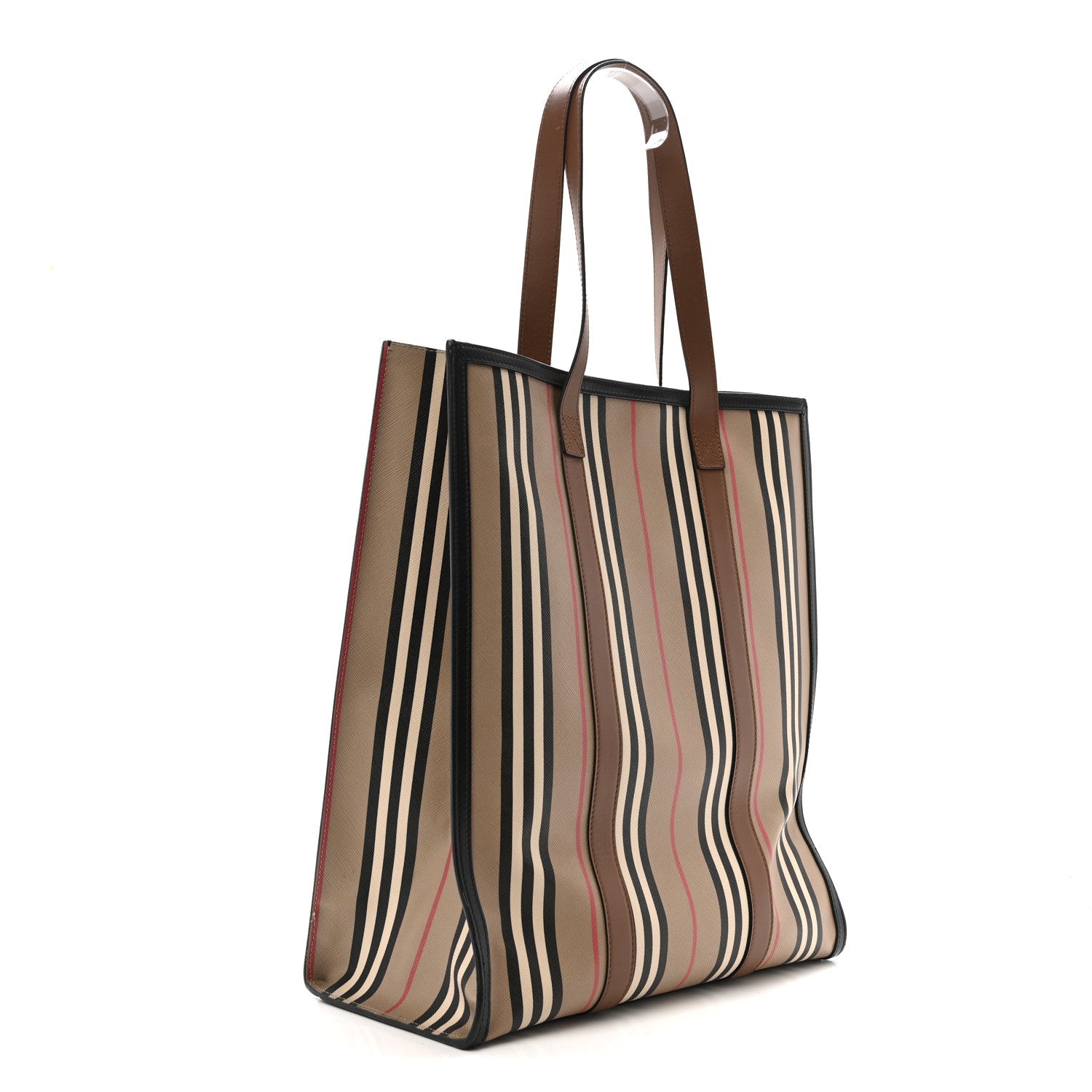 E-Canvas Stripe Book Tote Tan Archive Beige