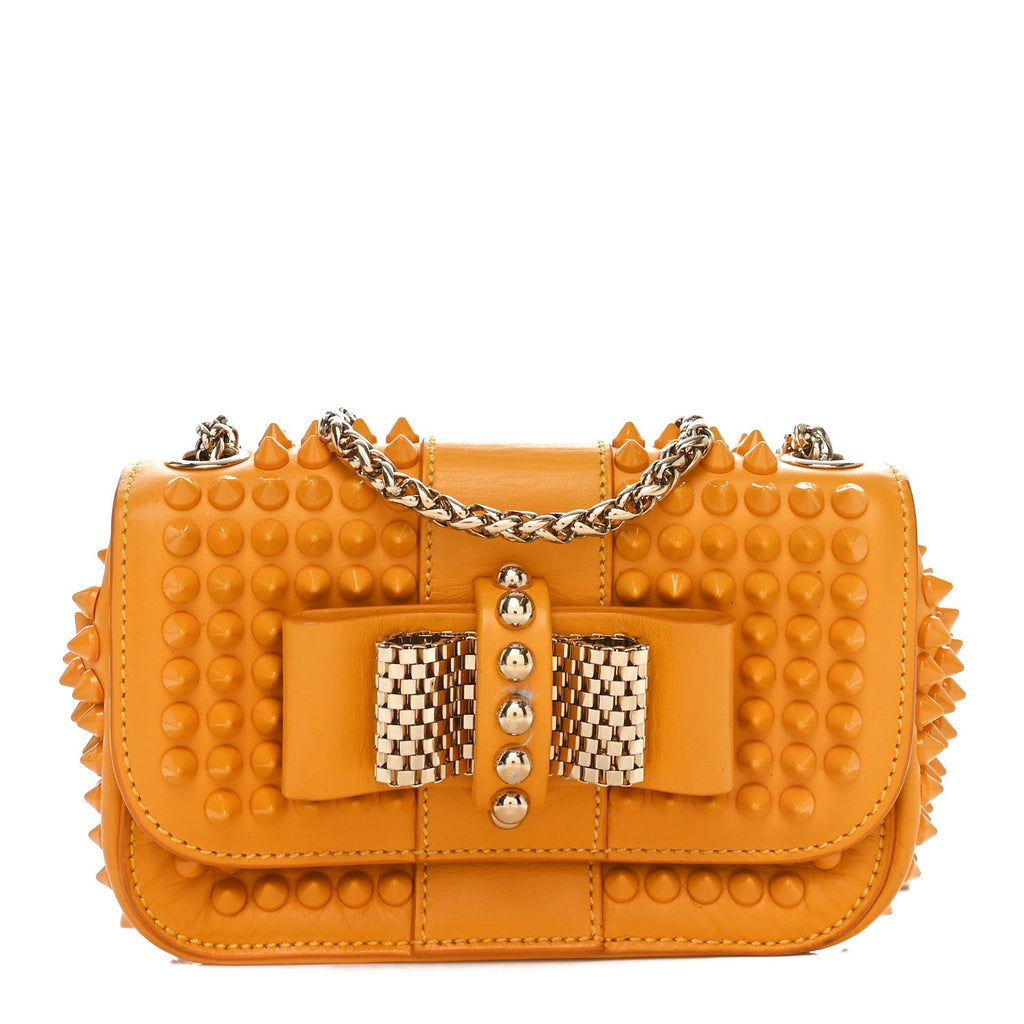 Calfskin Spiked Sweety Charity Crossbody Bag Yellow