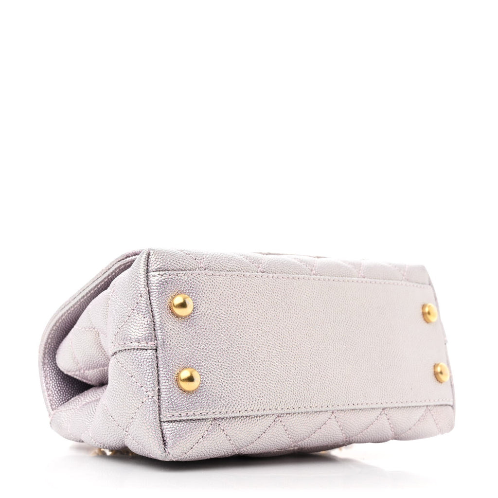 Metallic Caviar Quilted Extra Mini Coco Handle Flap Light Pink