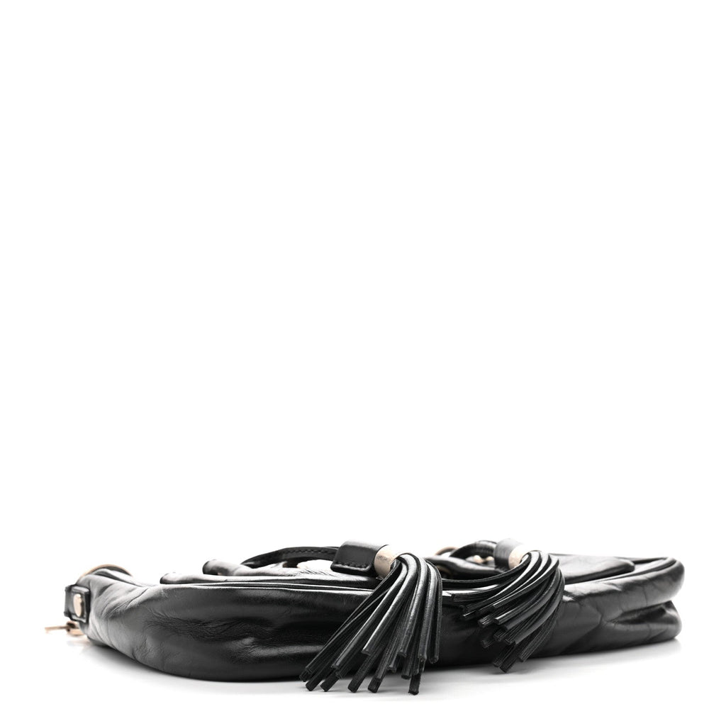 Lambskin Tassel Hobo Black