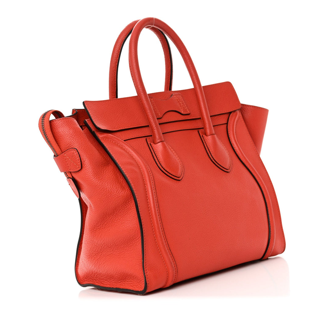 Drummed Calfskin Mini Luggage Coquelicot