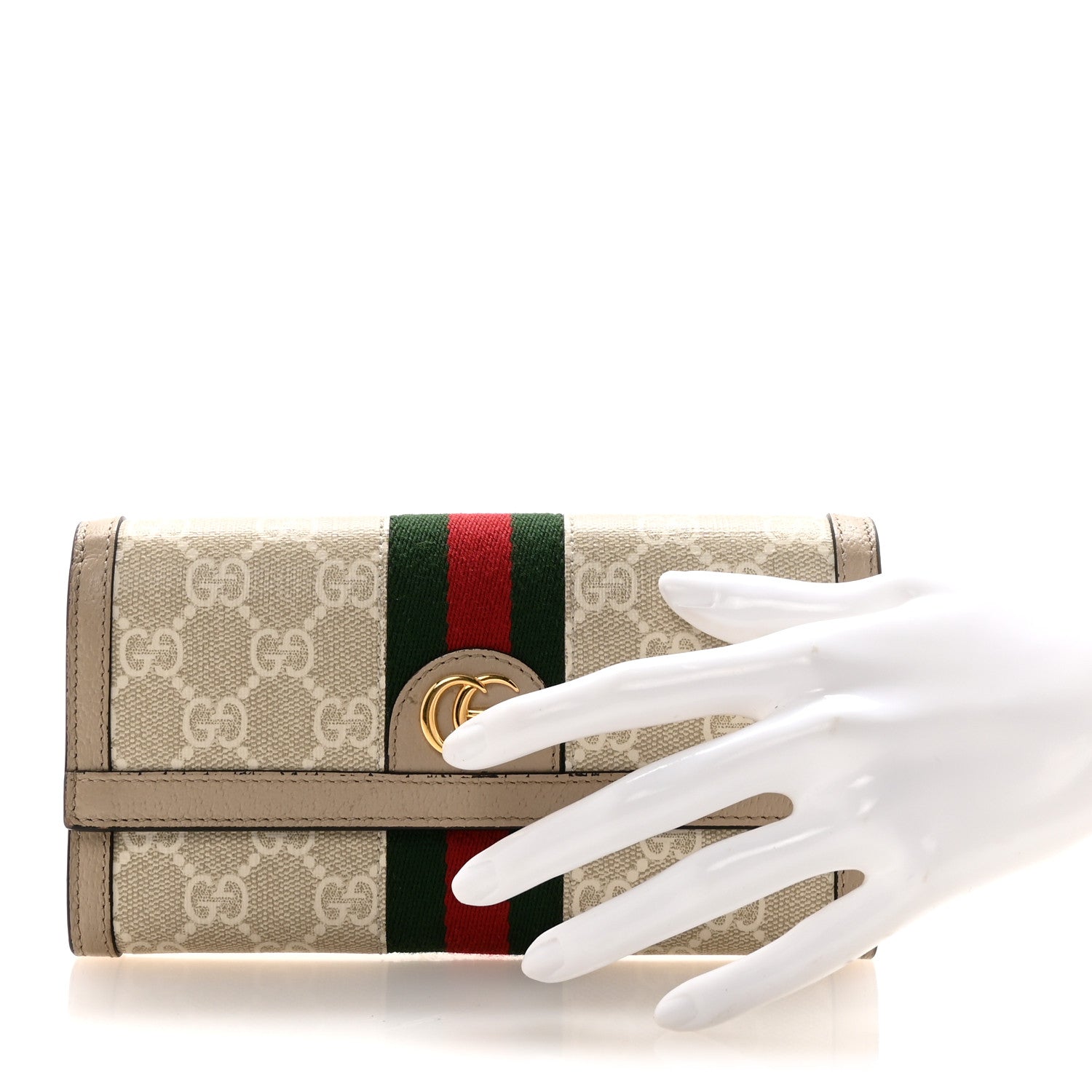 GG Supreme Monogram Web Ophidia Continental Wallet Beige Mystic White Oatmeal