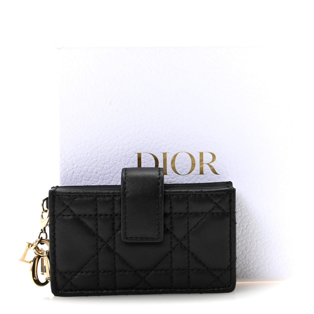 Lambskin Cannage Lady Dior Jasmine 5-Gusset  Holder Black