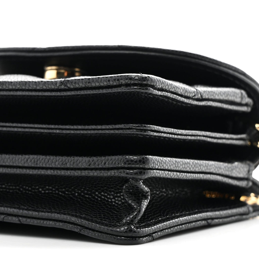 Caviar Quilted Clutch With Chain Black