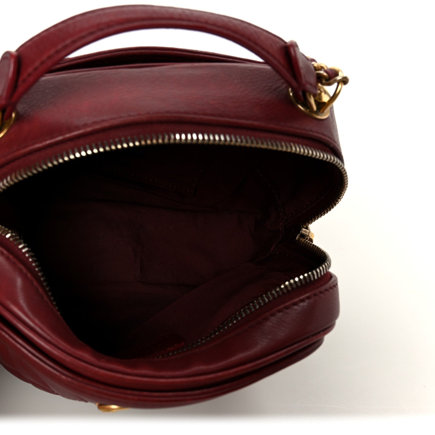Calfskin Quilted CC Small Vanity Case Dark Red