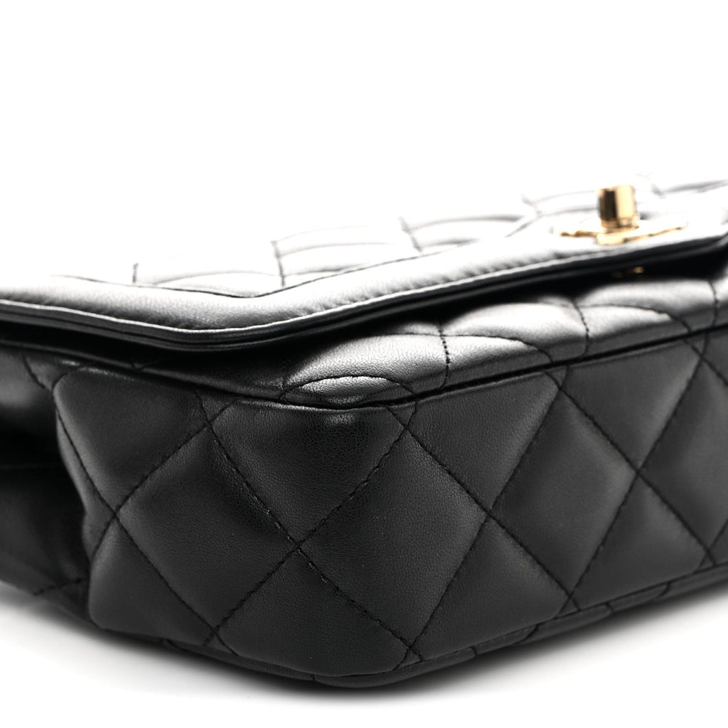 Lambskin Quilted Small Flap Bag Black