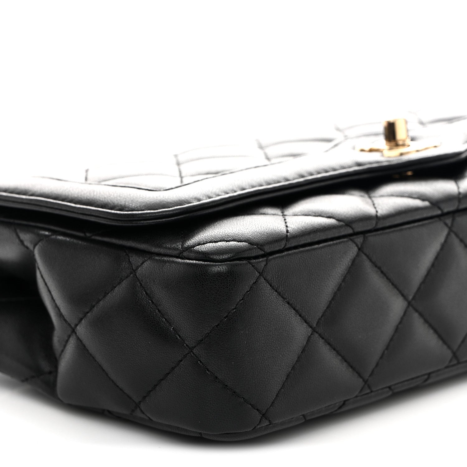 Lambskin Quilted Small Flap Bag Black