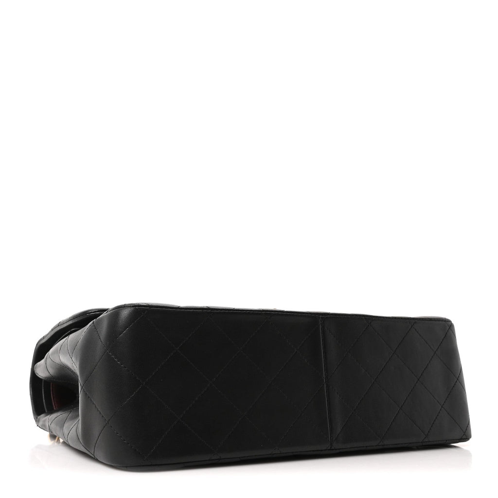 Lambskin Quilted Jumbo Double Flap Black