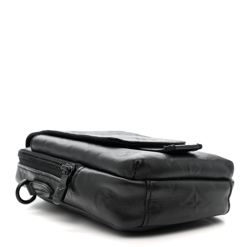 Calfskin Monogram Shadow Double Phone Pouch NM Black