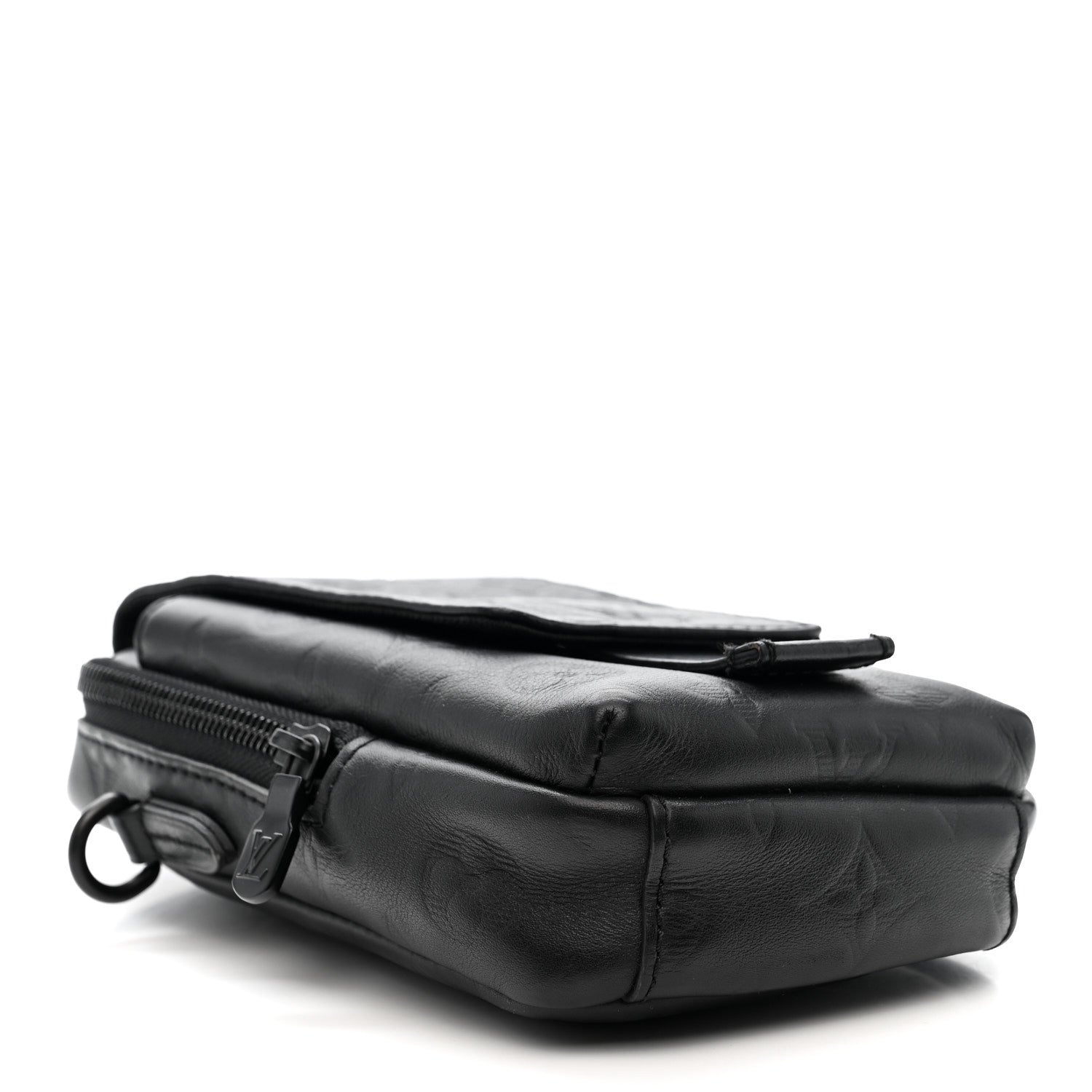 Calfskin Monogram Shadow Double Phone Pouch NM Black