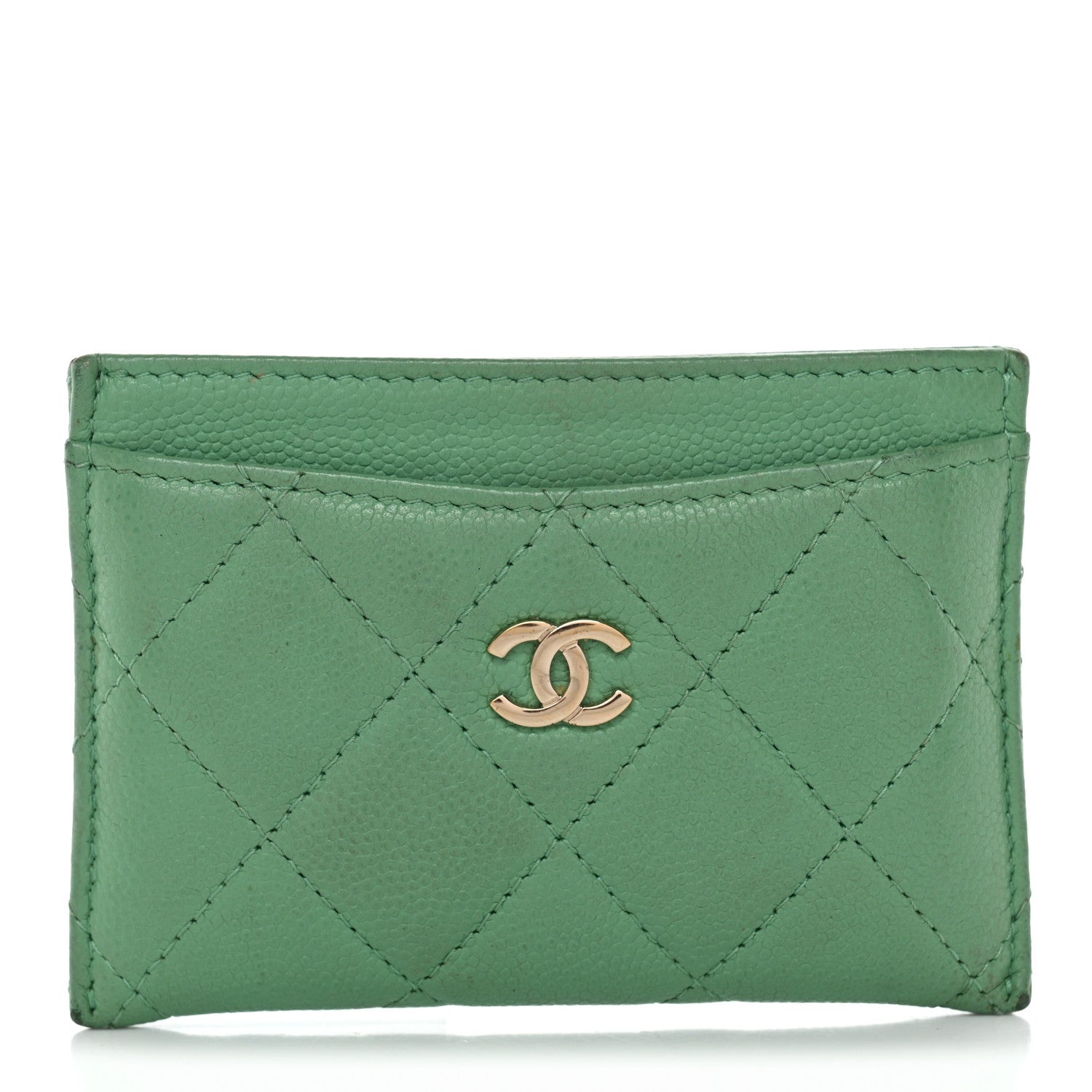 Caviar Quilted  Holder Green