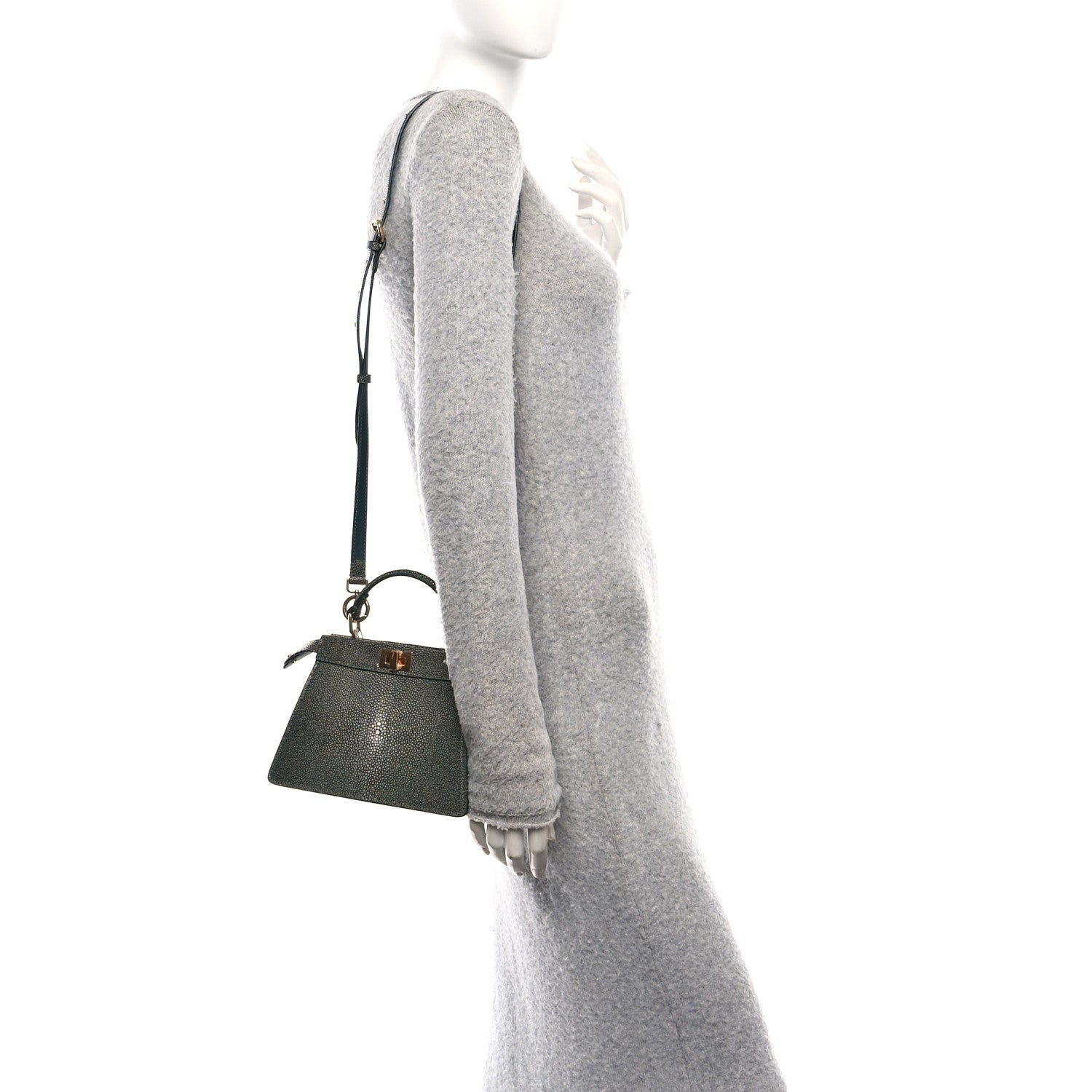 Stingray Shiny Nappa Petite Peekaboo I SEE U Satchel Verde Inglese