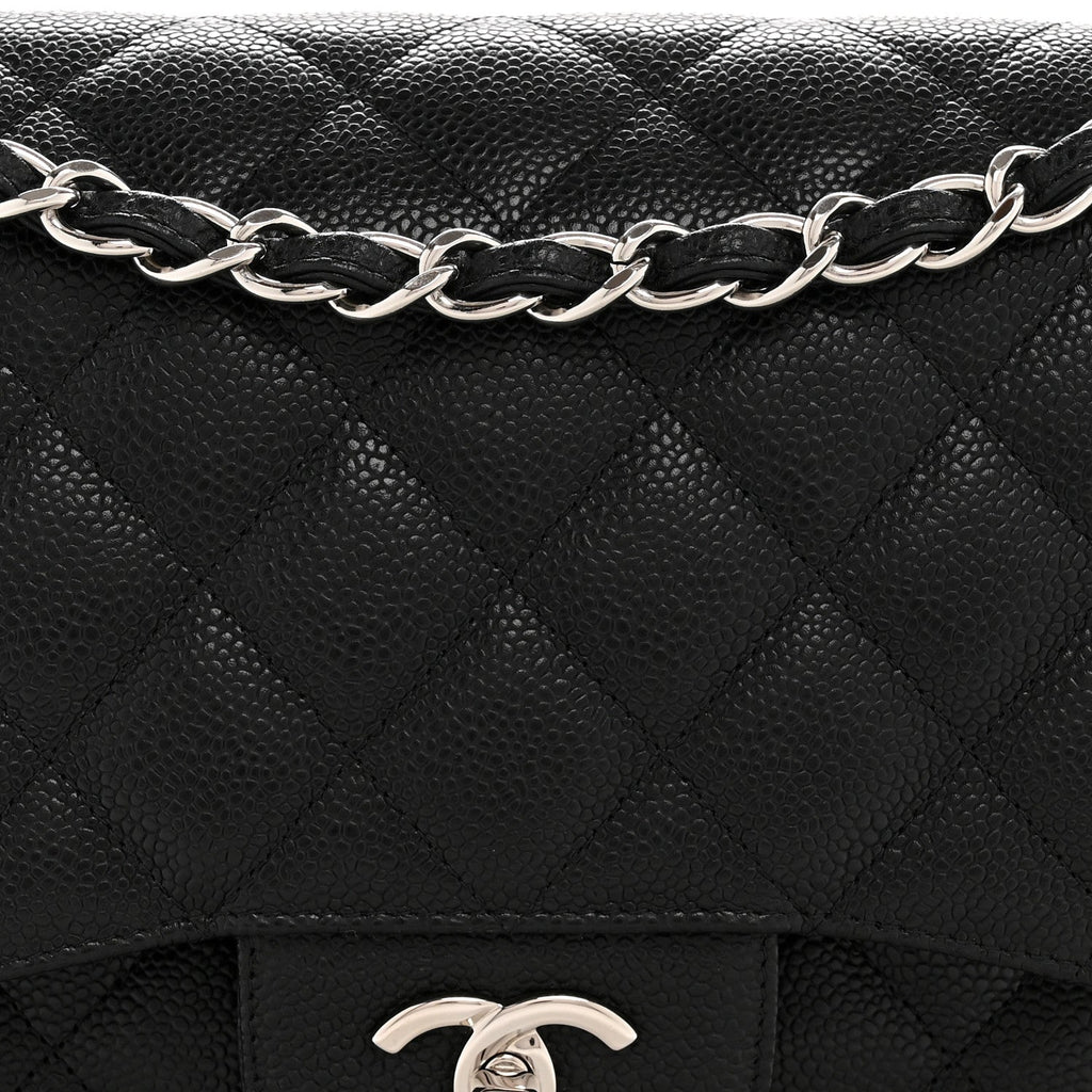 Caviar Quilted Jumbo Double Flap Black