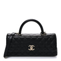 Caviar Quilted Maxi East West Coco Handle Flap Black