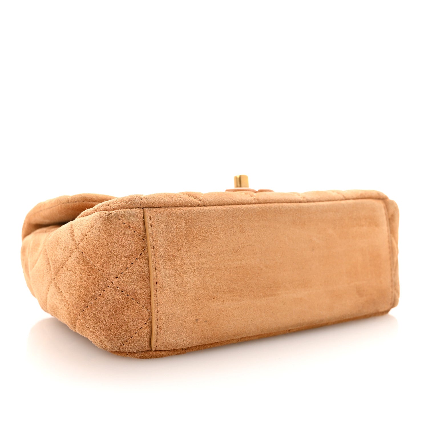 Suede Quilted Mini Flap Dark Beige