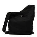 Tessuto Nylon Saffiano Flat Messenger Bag Black