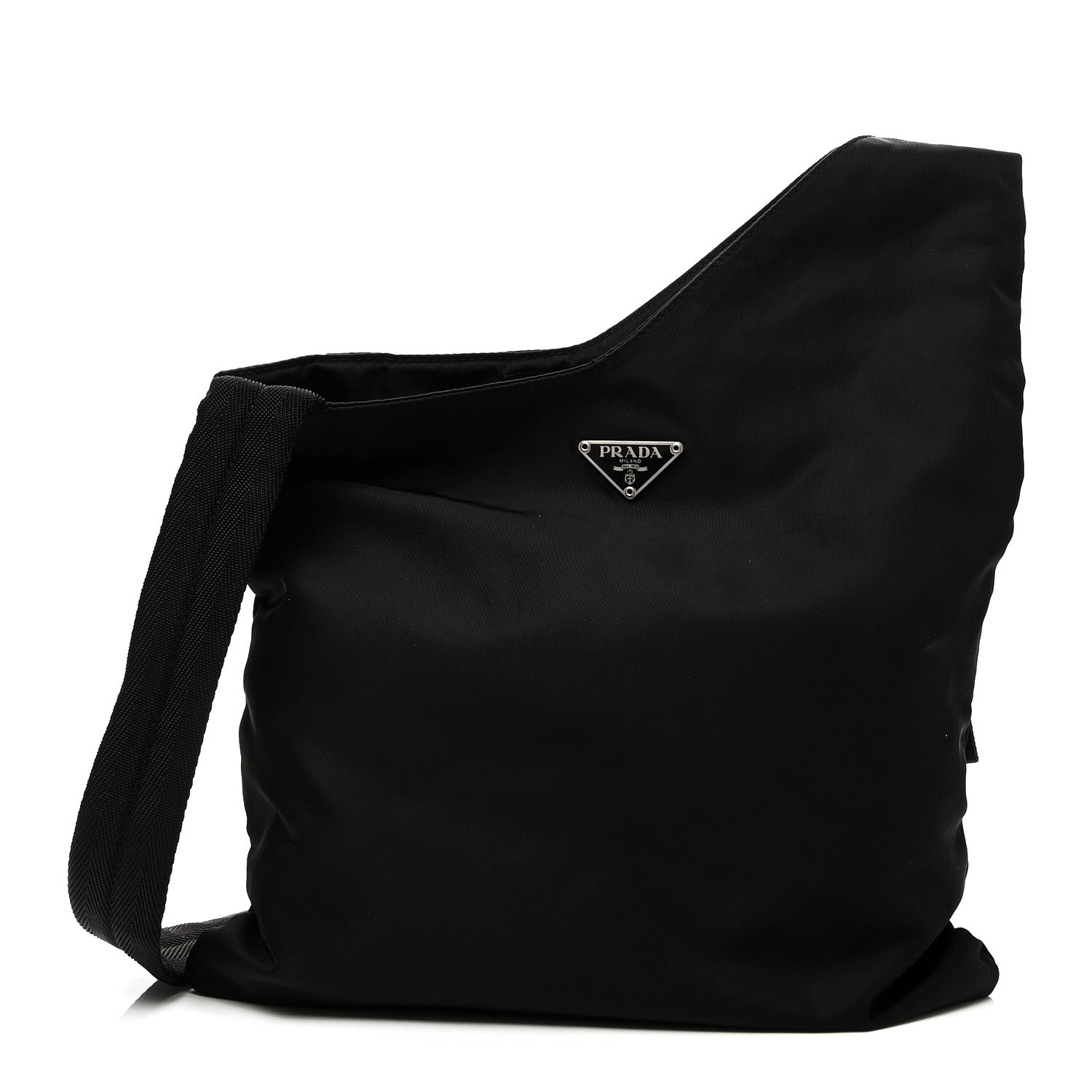 Tessuto Nylon Saffiano Flat Messenger Bag Black