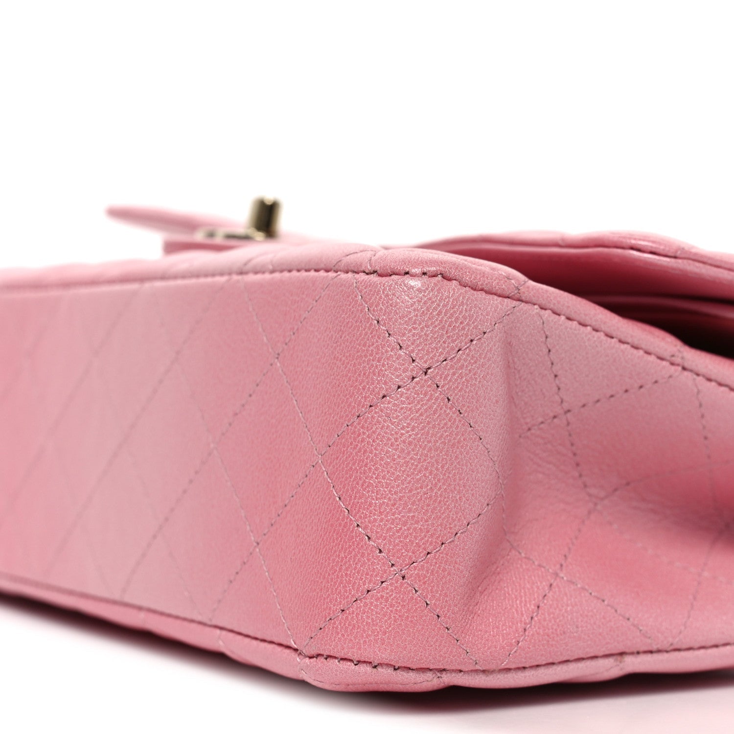 Cloudy Pearly Goatskin Quilted Medium Double Flap Pink