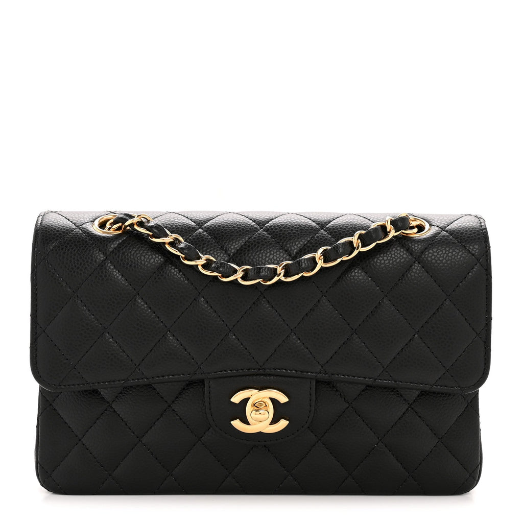 Caviar Quilted Small Double Flap Black