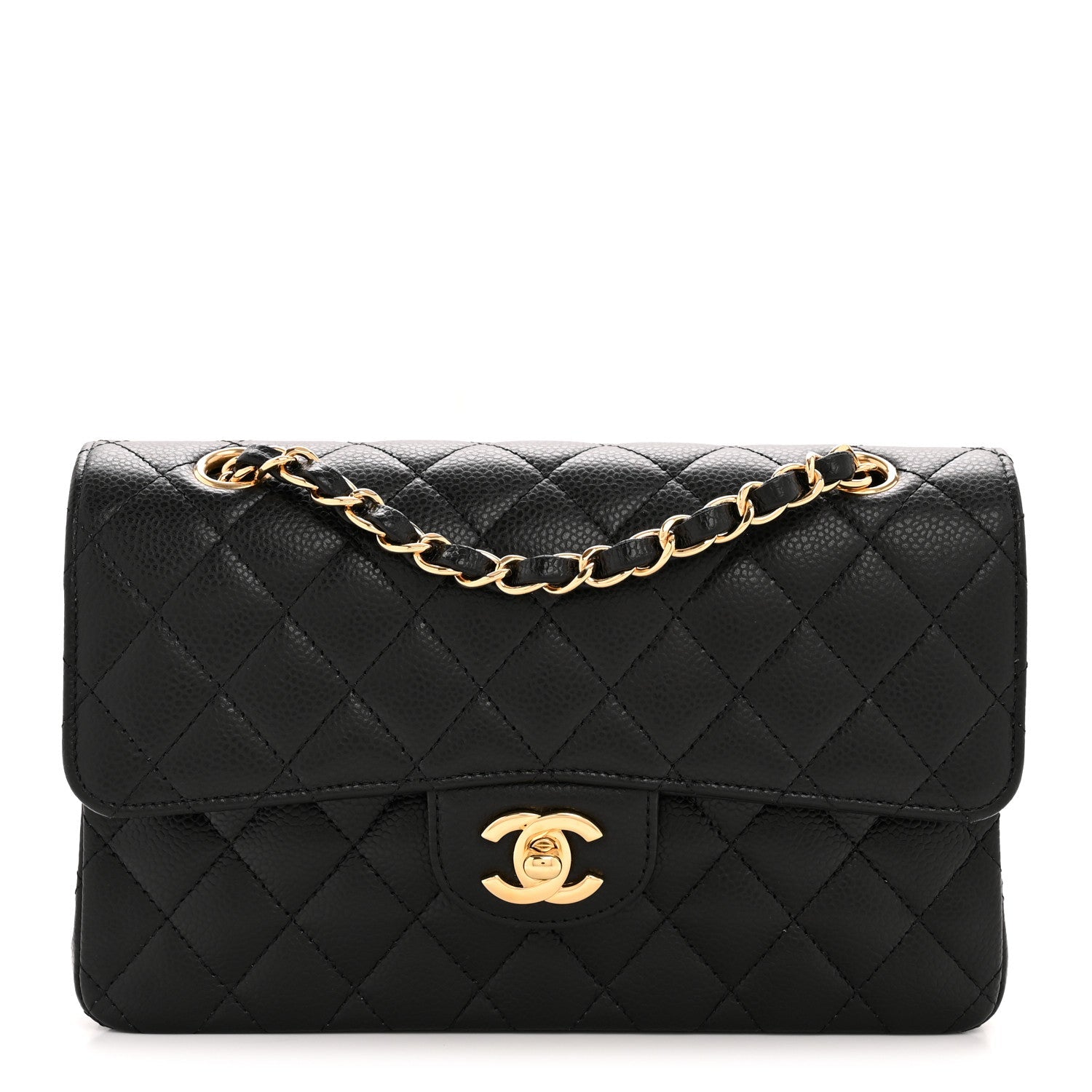 Caviar Quilted Small Double Flap Black