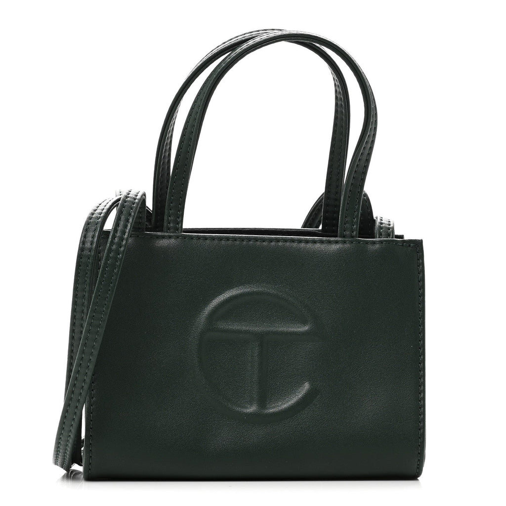 Vegan Leather Small Shopping Bag Dark Olive