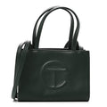 Vegan Leather Small Shopping Bag Dark Olive