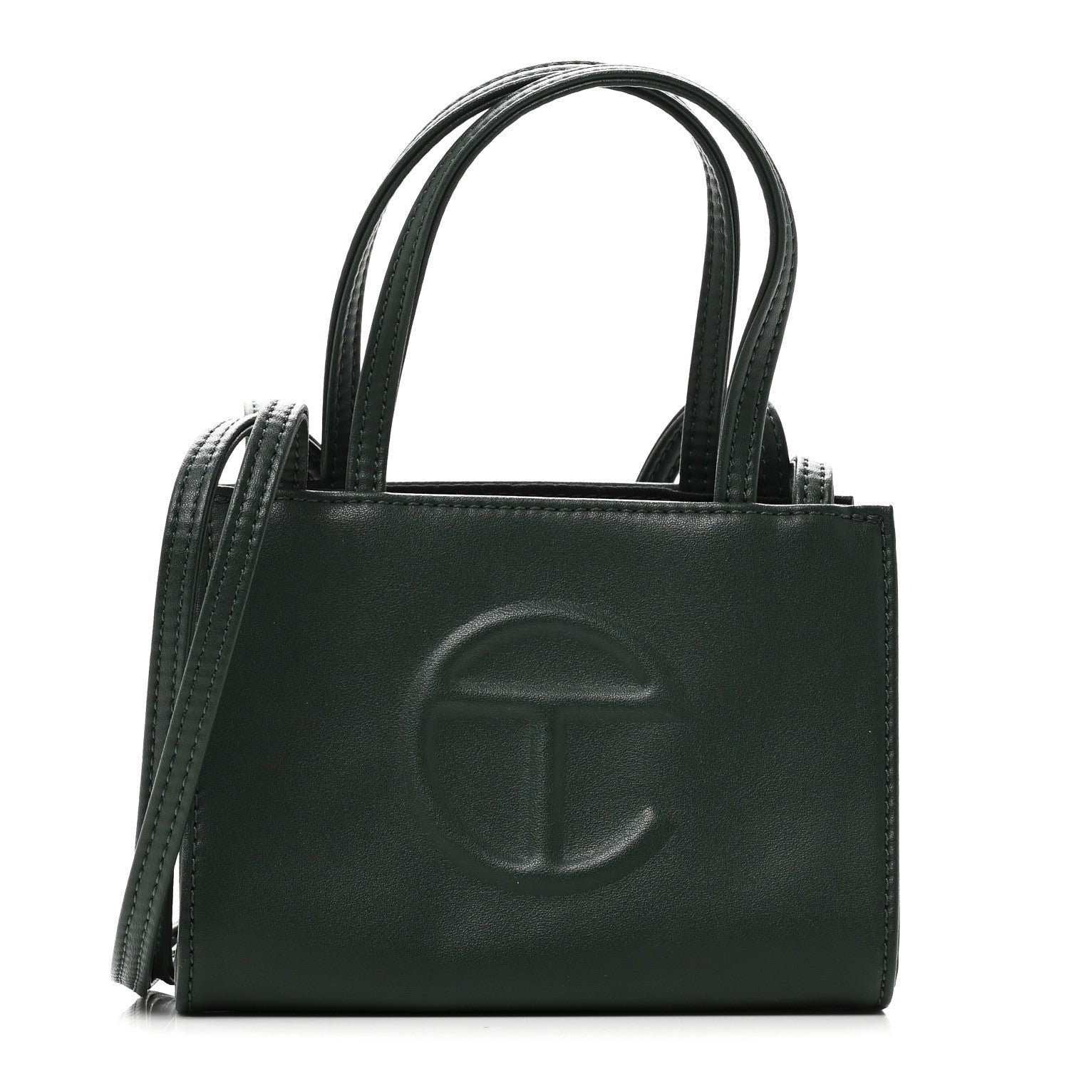 Vegan Leather Small Shopping Bag Dark Olive