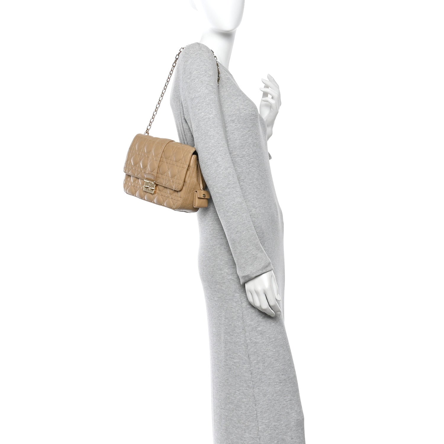 Lambskin Cannage Medium Miss Dior Flap Beige
