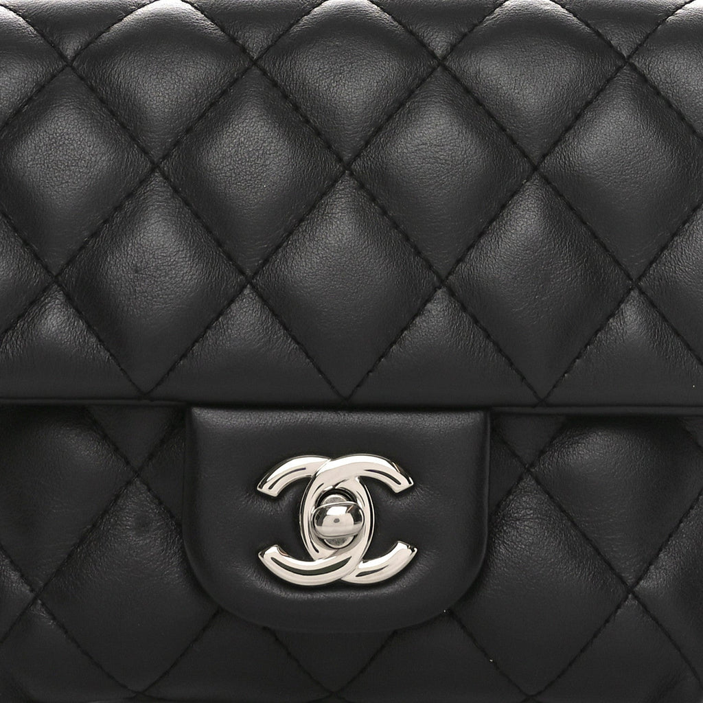 Calfskin Quilted CC Uniform Flap Belt Bag Black