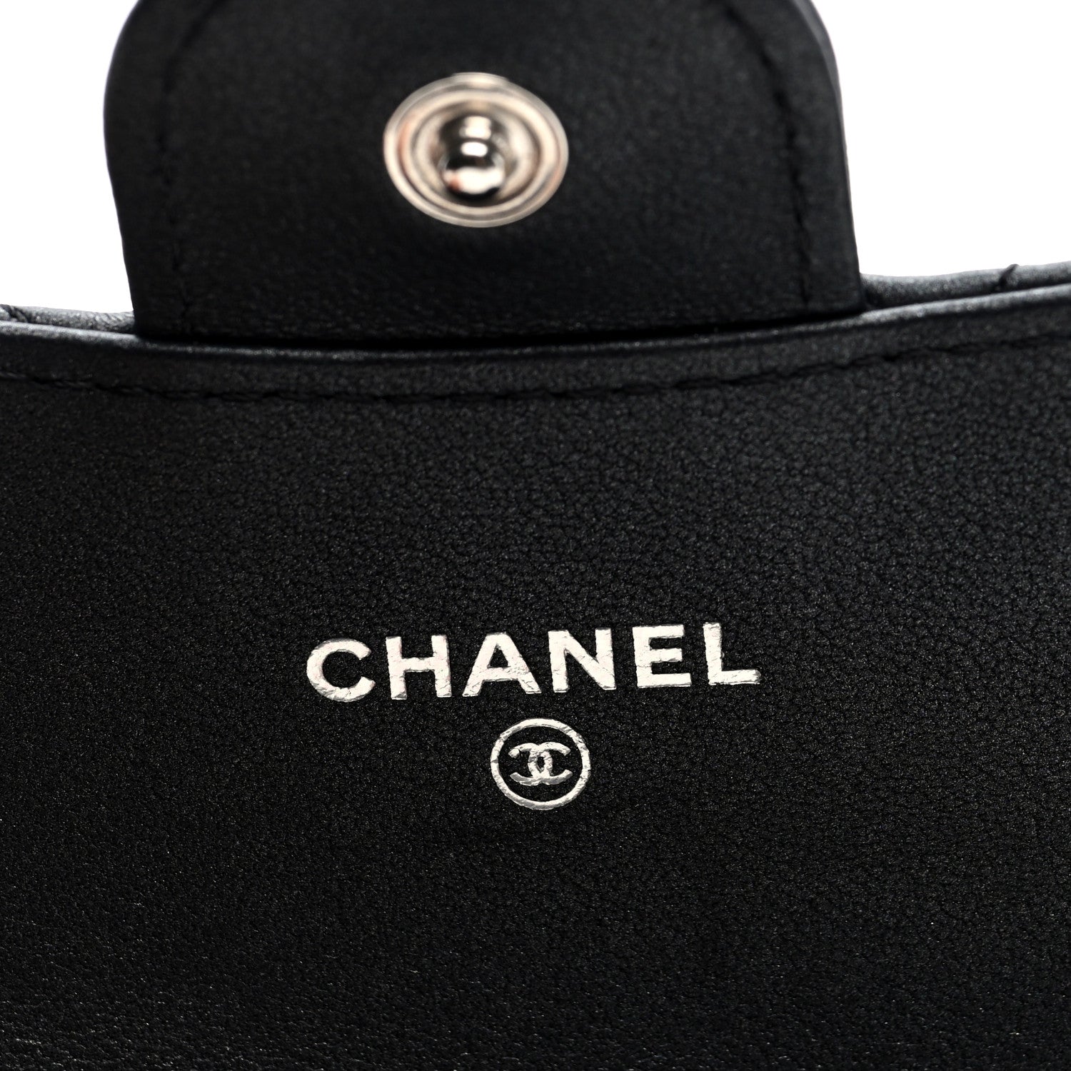 Pearly Lambskin Quilted Flap  Holder Wallet So Black