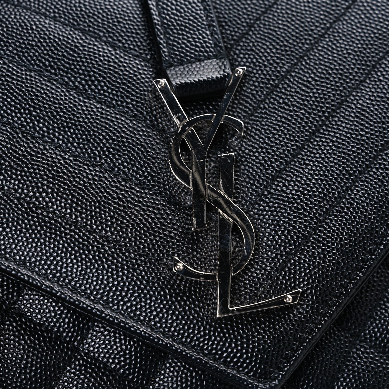 Grain De Poudre Textured Mixed Matelasse Triquilt Medium Monogram Satchel Black