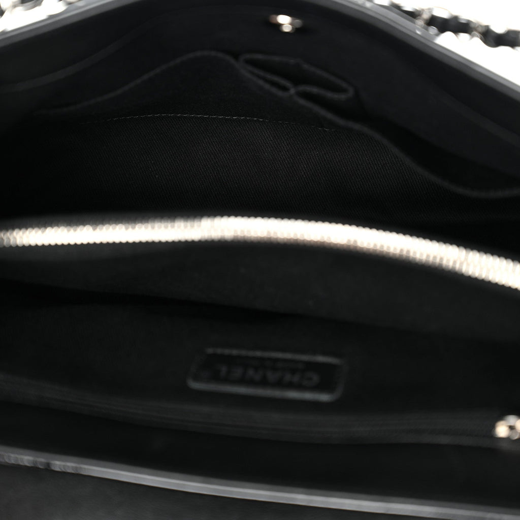 Patent Quilted Large Coco Shine Accordion Flap Black