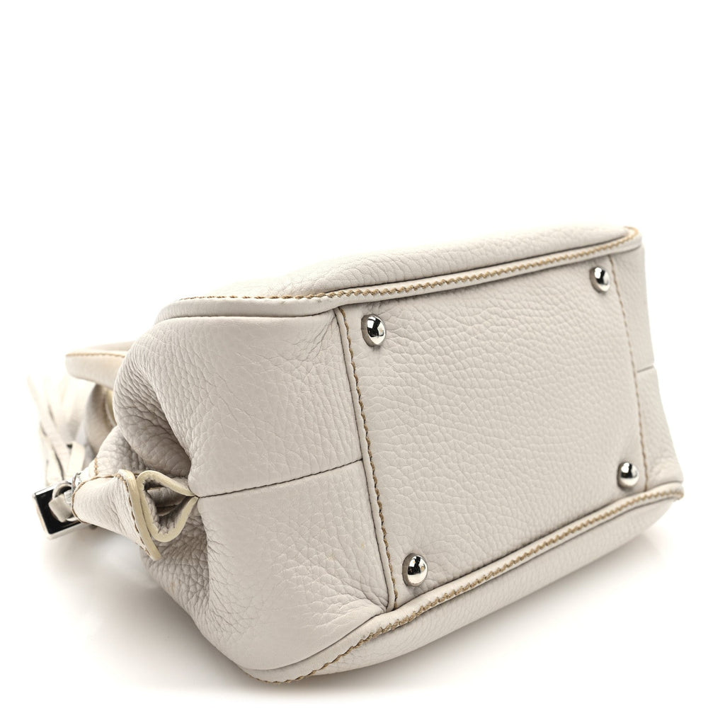 Calfskin Lax CC Small Bowler Bag White
