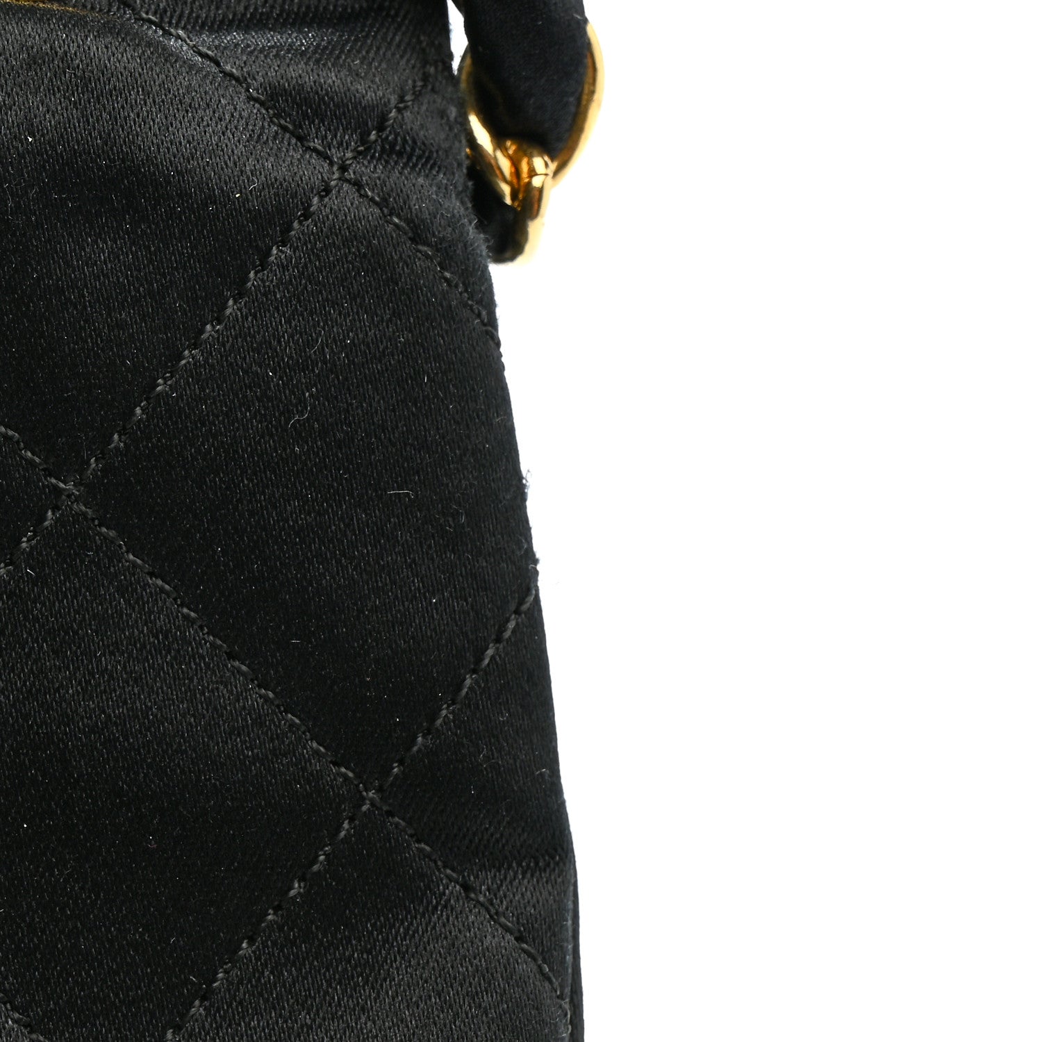 Satin Quilted Half Moon Flap Black