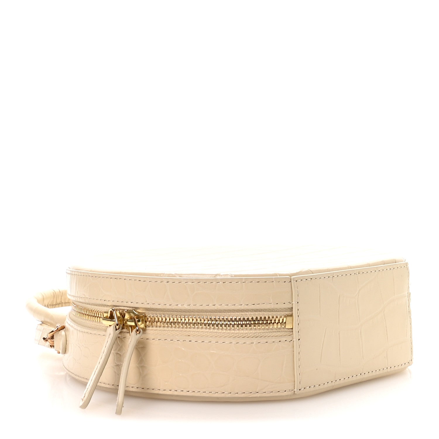 Calfskin Crocodile Embossed Circle Crossbody Bag Dune