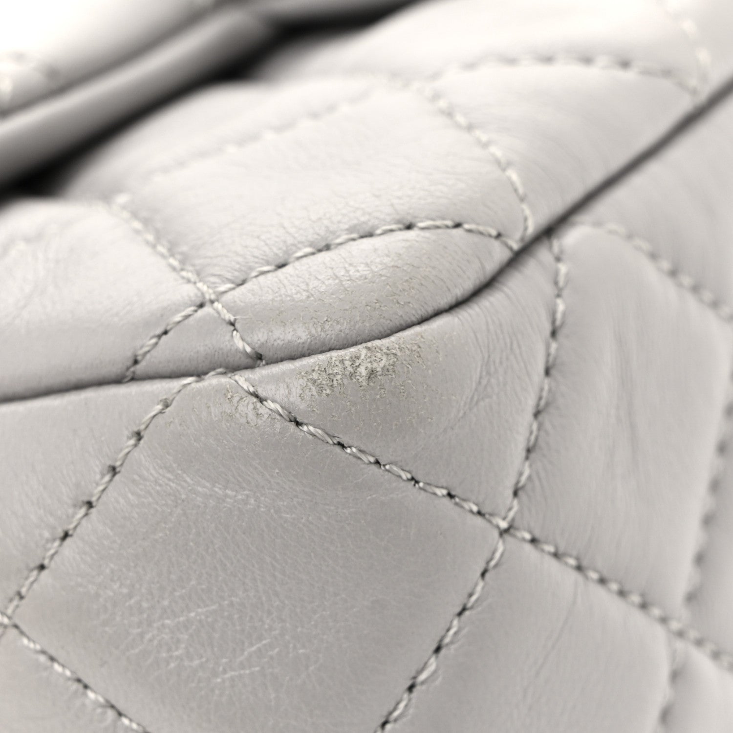 Lambskin Quilted Mini Rectangular Pearl Crush Flap Grey