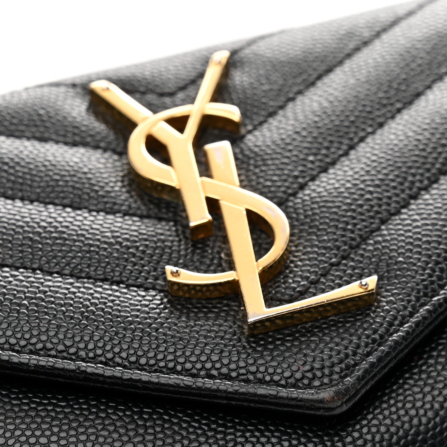 Grain De Poudre Matelasse Chevron Monogram Flap Wallet Black