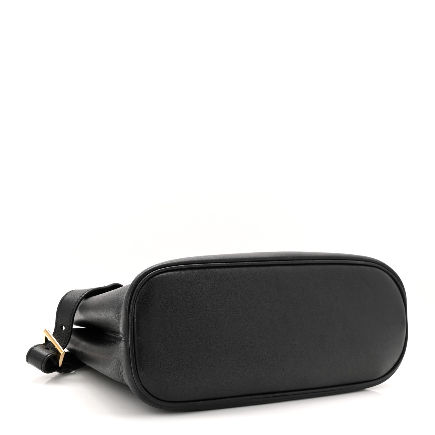 Soft Grain Calfskin Small Double Belt Tote Black