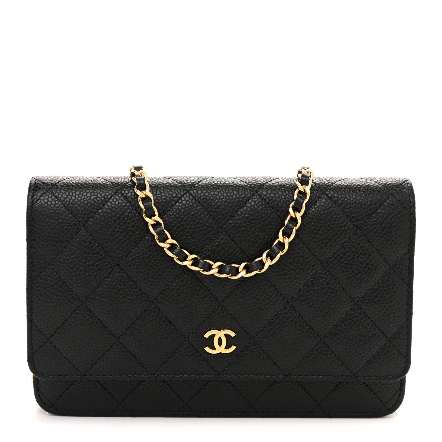 Caviar Quilted Wallet On Chain WOC Black
